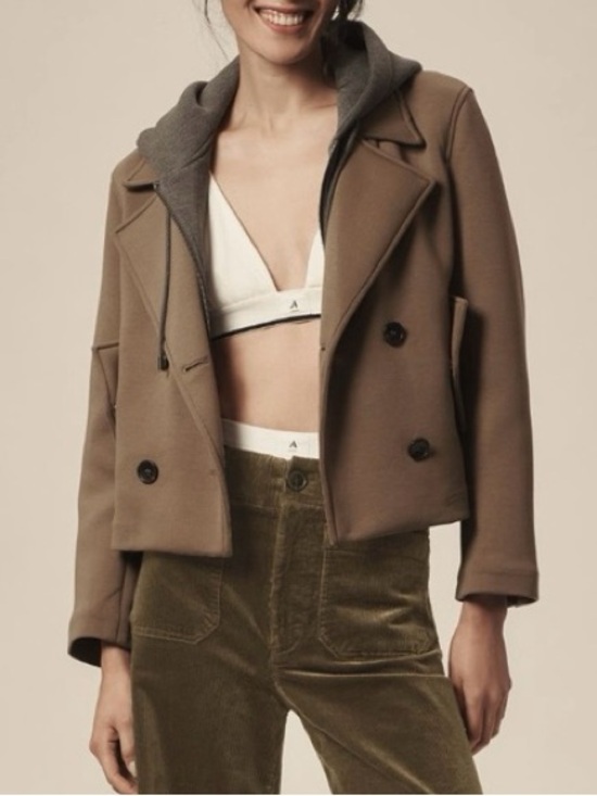 Maeve Jackets & Blazers - Anthropologie Maeve Twofer Hooded Peacoat Womens Camel Wool-Blend Hooded Coat s